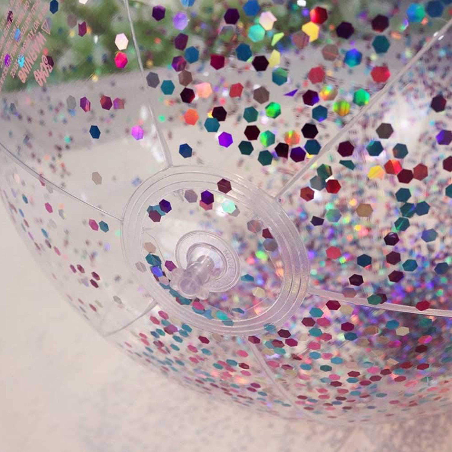 Brier Inflatable Large Beach Ball Pool Accessory Glitter Confetti 16 Inch Premium Beach Theme Water Sand Toy Beach Party Decoration， Pool Party Supplies Beach Balls -Set of 5 |