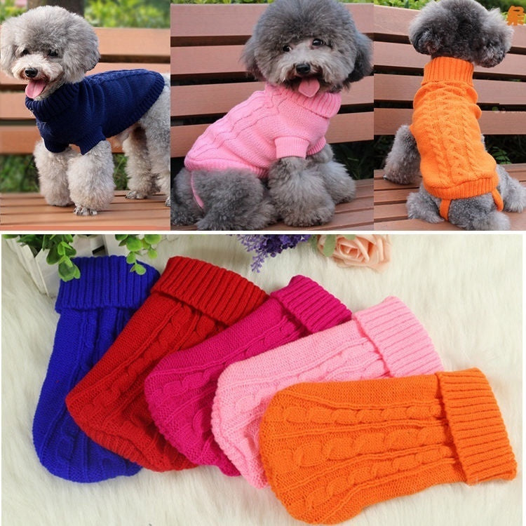 Pet Dog Cat Knitted Jumper Winter Warm Sweater Puppy Coat Jacket Clothes Costume NEW