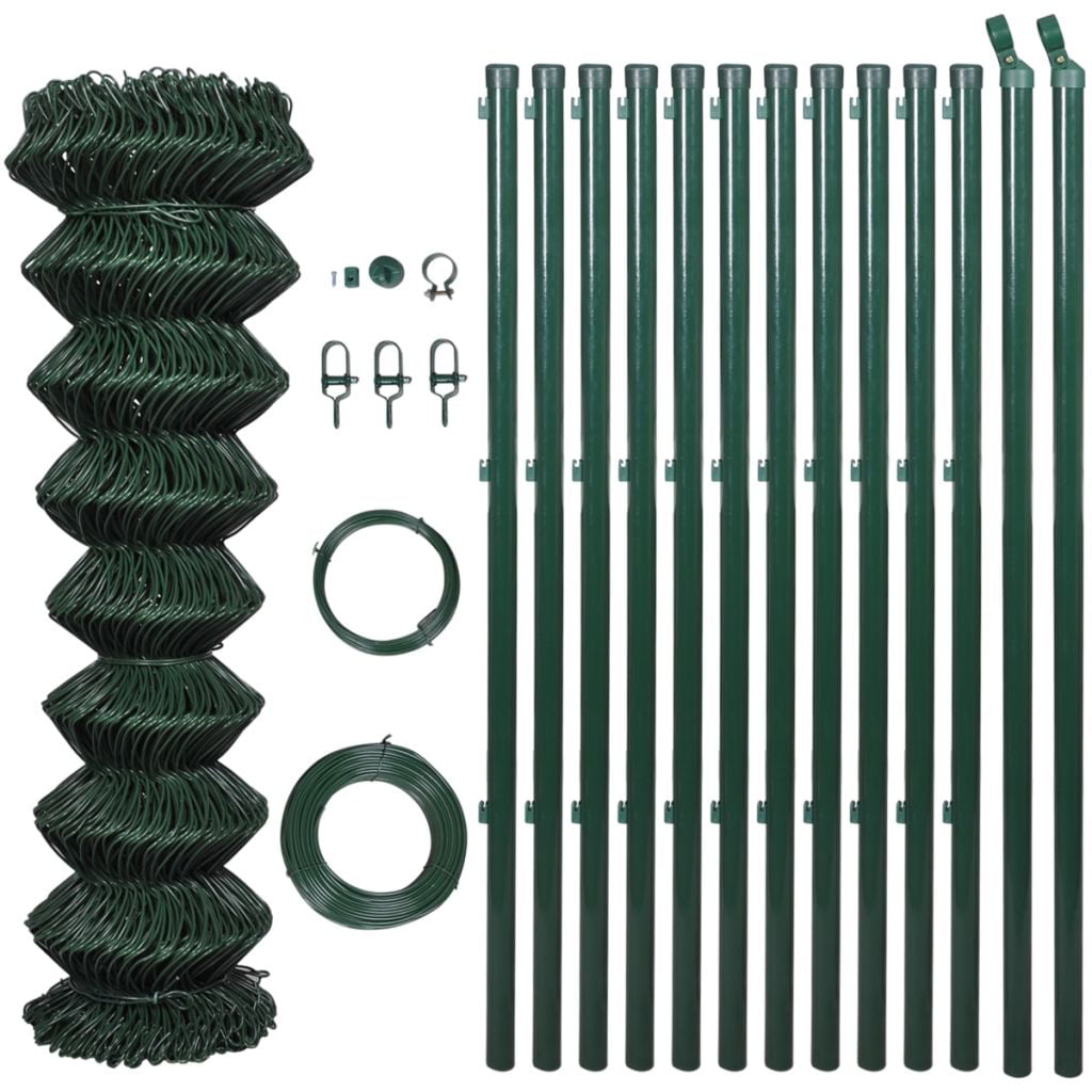 Dcenta Chain Link Fence with Posts Steel 4' 1" x 82' Green