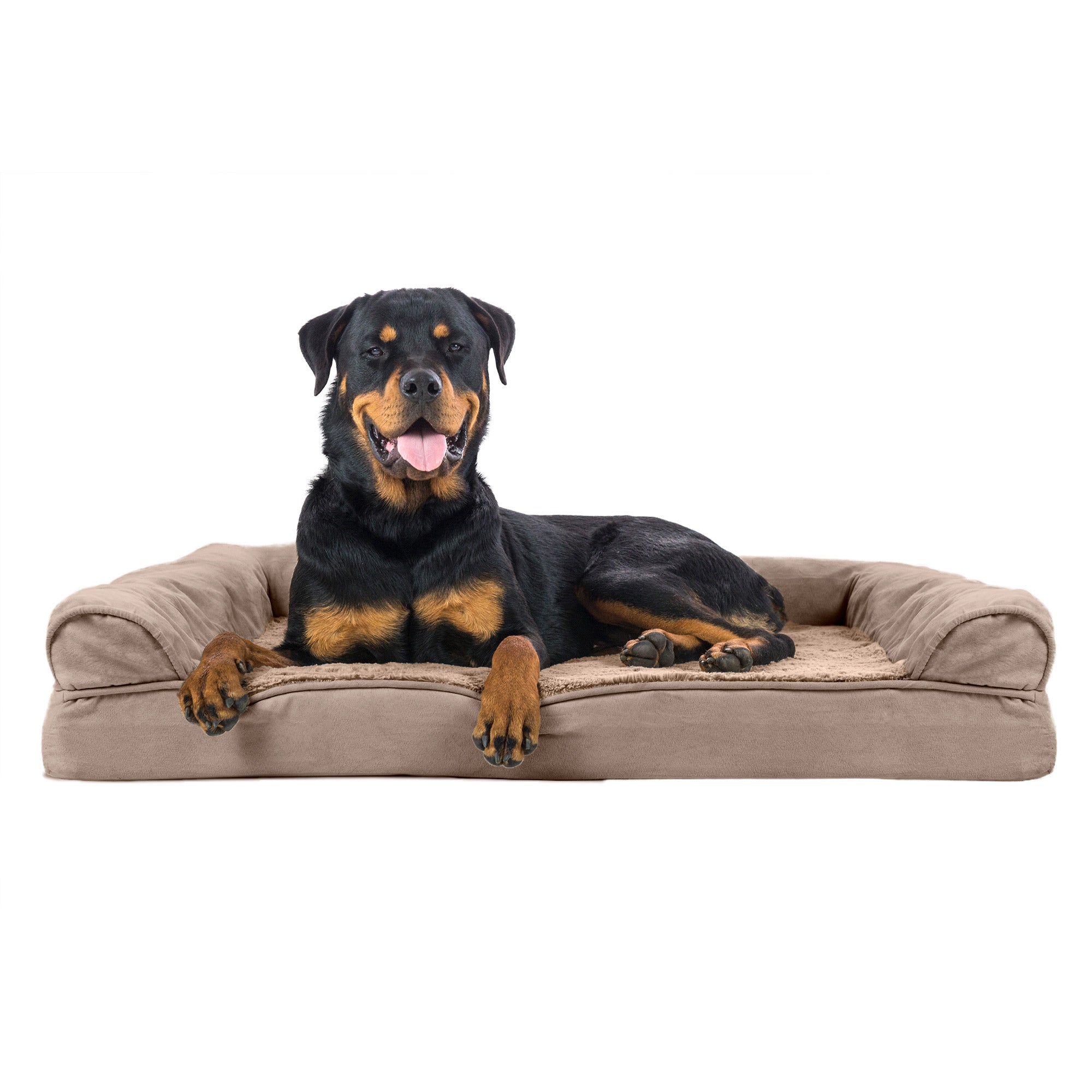 FurHaven | Orthopedic Ultra Plush Sofa Pet Bed for Dogs and Cats， Almondine， Jumbo