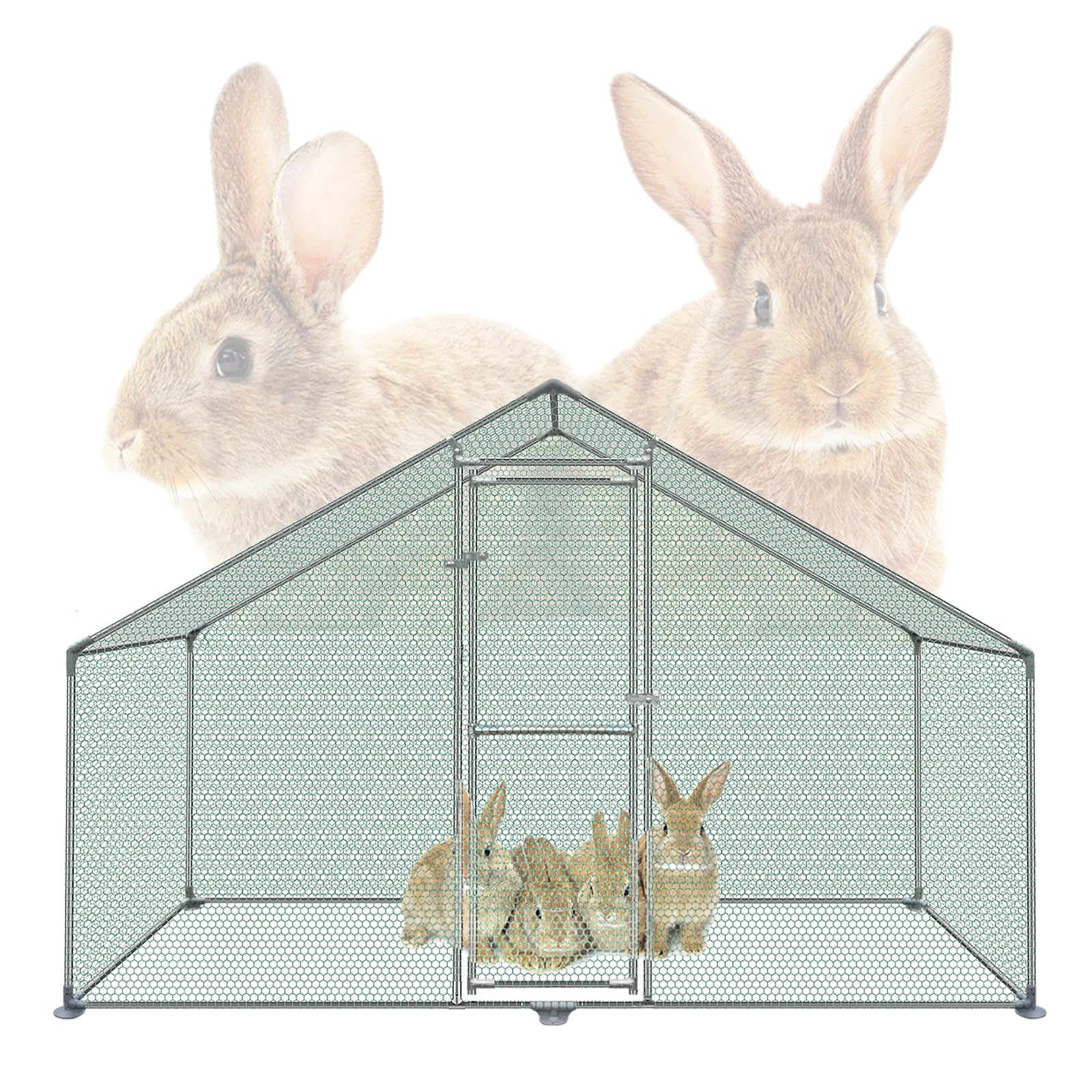 HENGMEI Metal Chicken Coop House 3 x 2 x 2m Outdoor Run Walk-in Hen House Cage with Cover for Pets Hens Rabbit Dogs Ducks Chickens(118''x78''x78'')