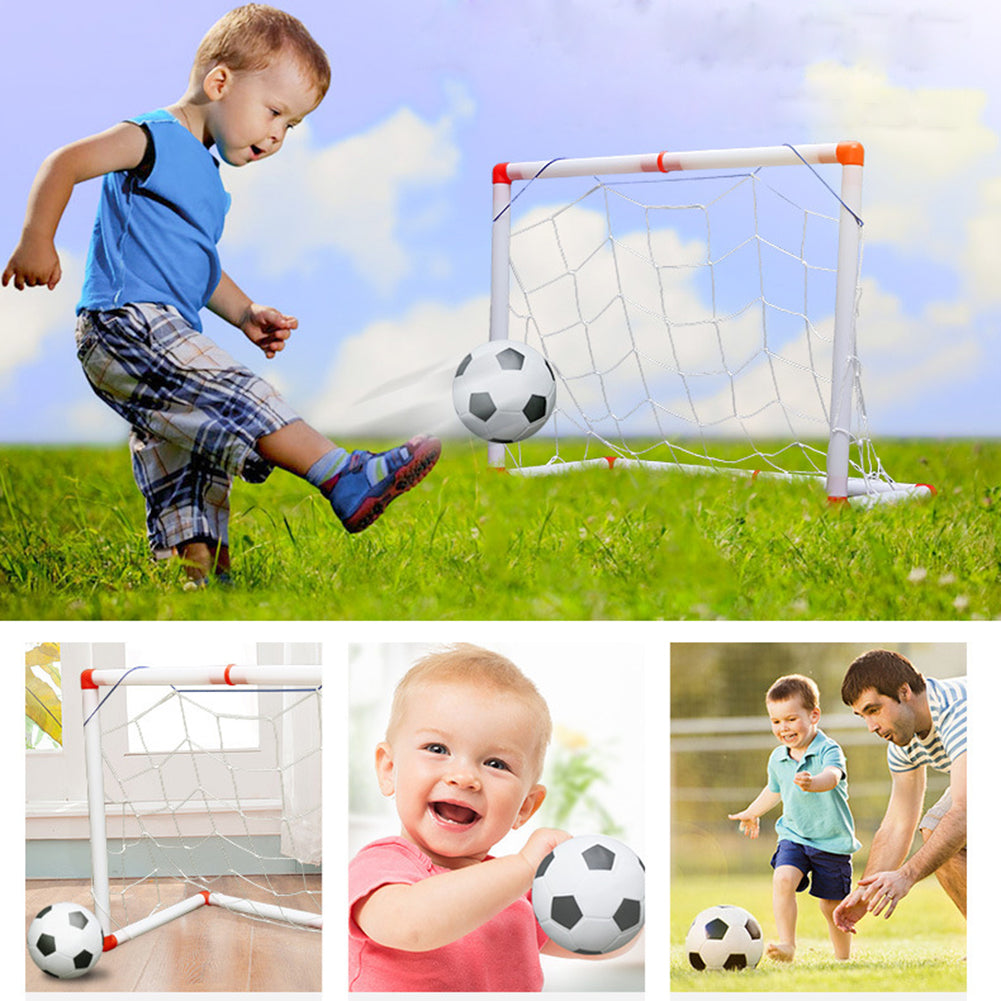 Indoor Outdoor Children Mini Football Soccer Goal Post Net Set with Ball Pump Kids Football Sport Toy