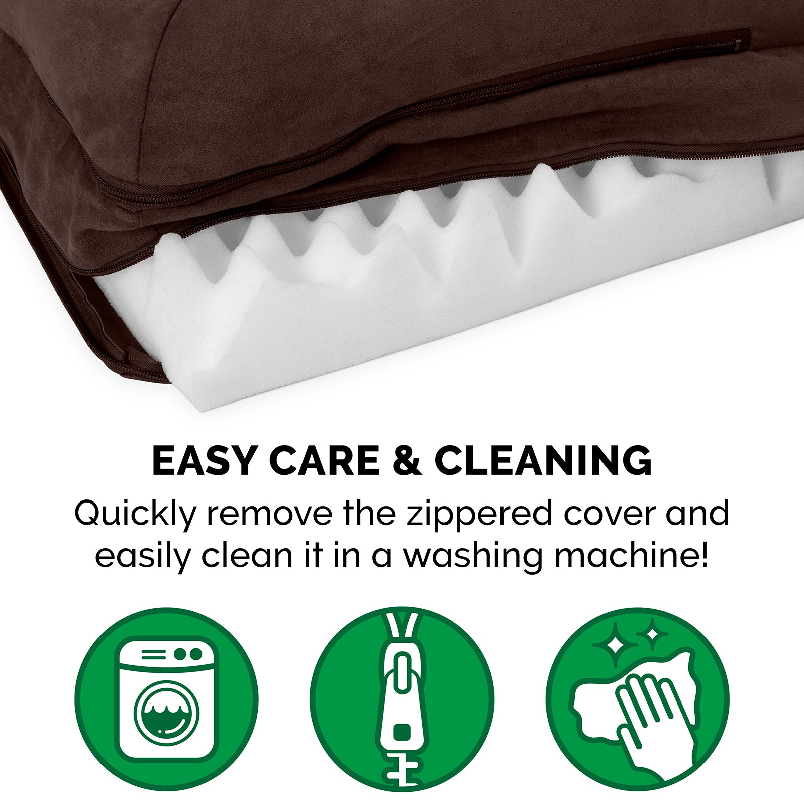 FurHaven | Deluxe Orthopedic Faux Fur and Suede L-Chaise Lounge Pet Bed for Dogs and Cats， Espresso， Large