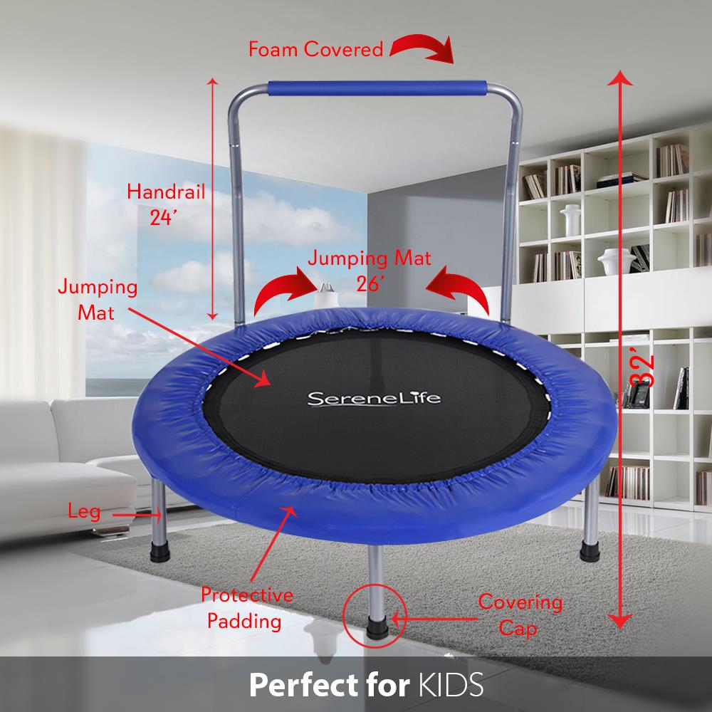 SereneLife SLSPT365 - Jumping Fun Sports Trampoline， Kids Size