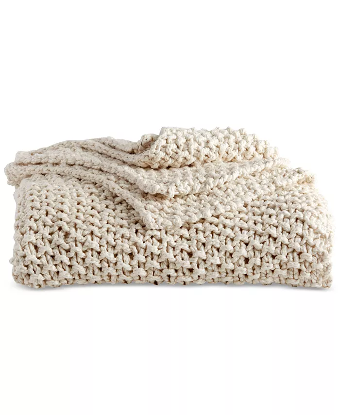 DKNY PURE Cotton Chunky Knit Throw