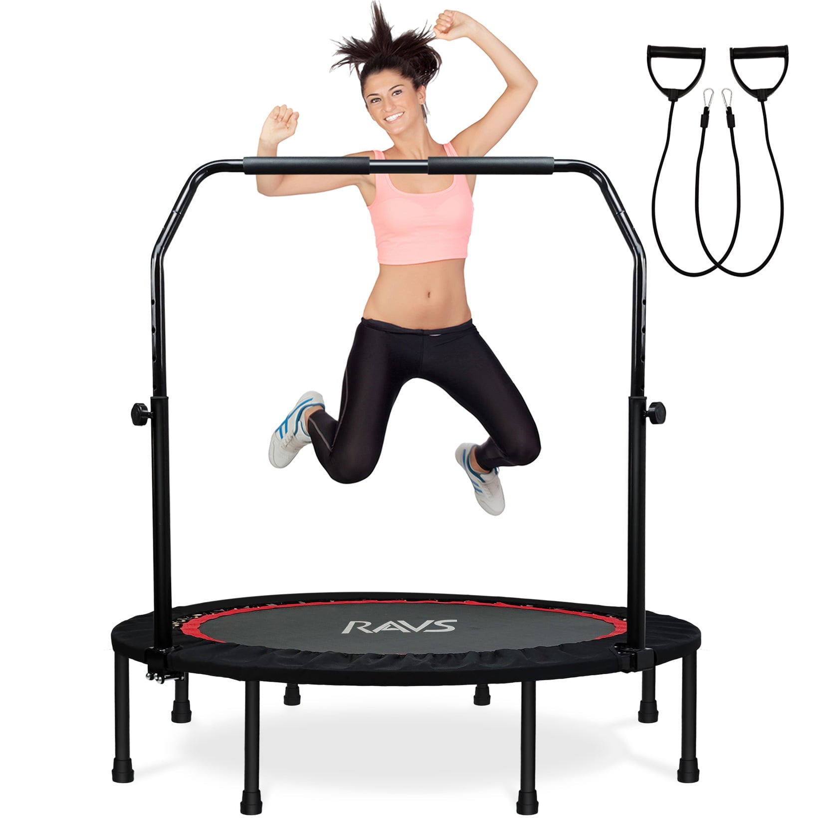 RAVS 48'' Inch Foldable Mini Rebounder Fitness Trampoline with Handle for Kids Adults Indoor