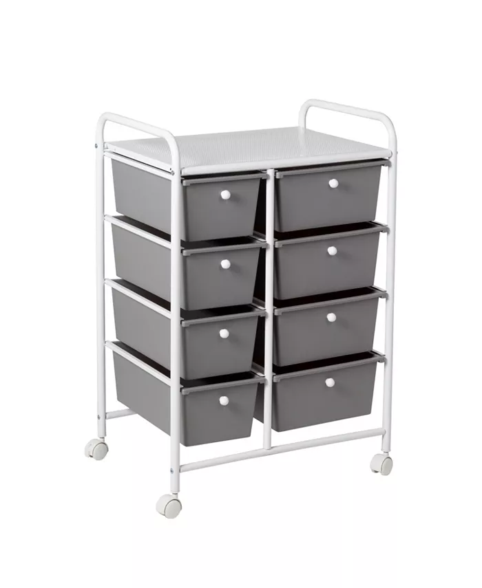 Honey Can Do Metal Rolling Cart with 8 Plastic Storage Drawers