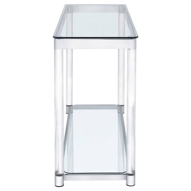 Anne Acrylic Console Sofa Table With Glass Top And Shelf Chrome Coaster