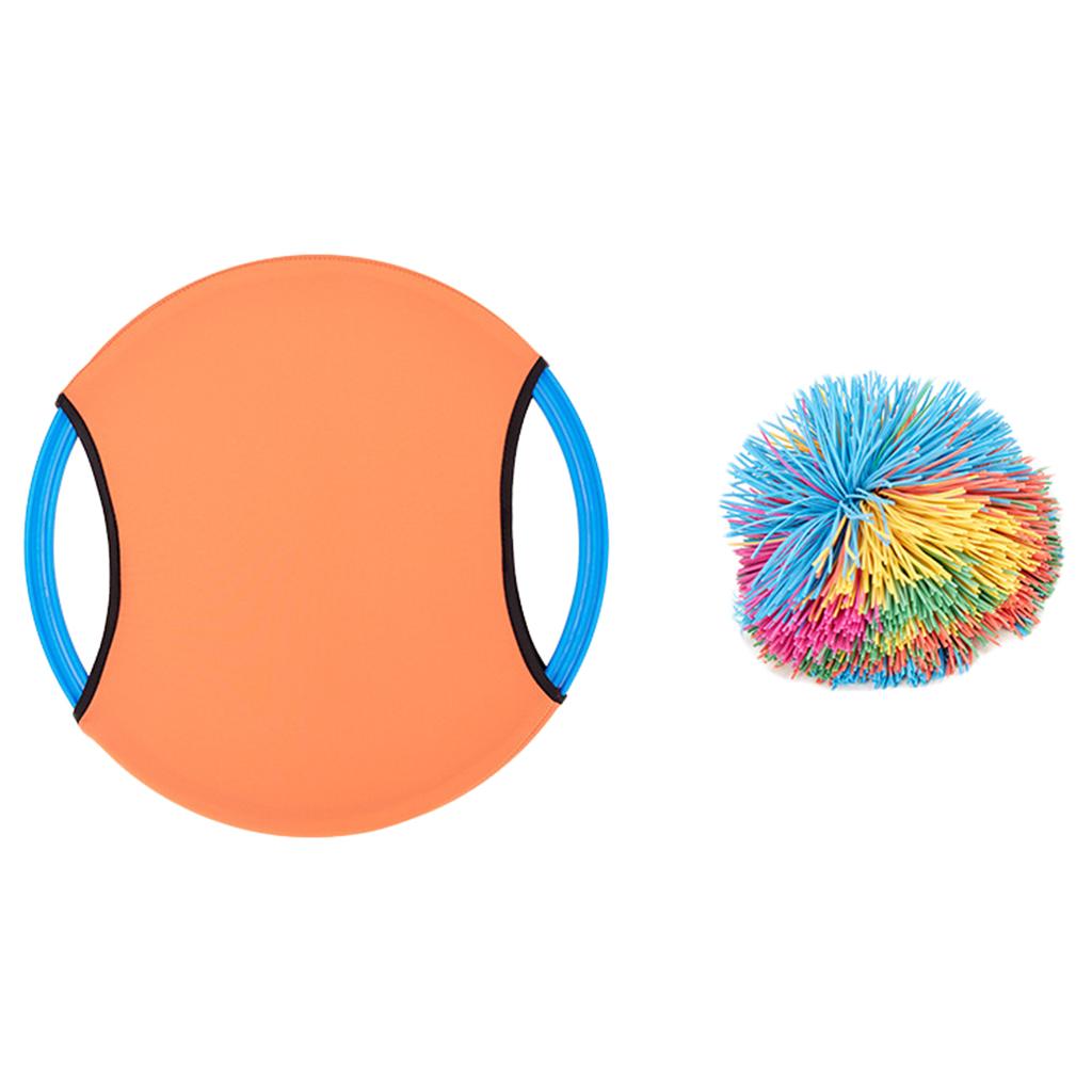 Trampoline Paddle and Ball Game Toss and Outdoor Sports Exercise for Adults Kids Play Outside Orange