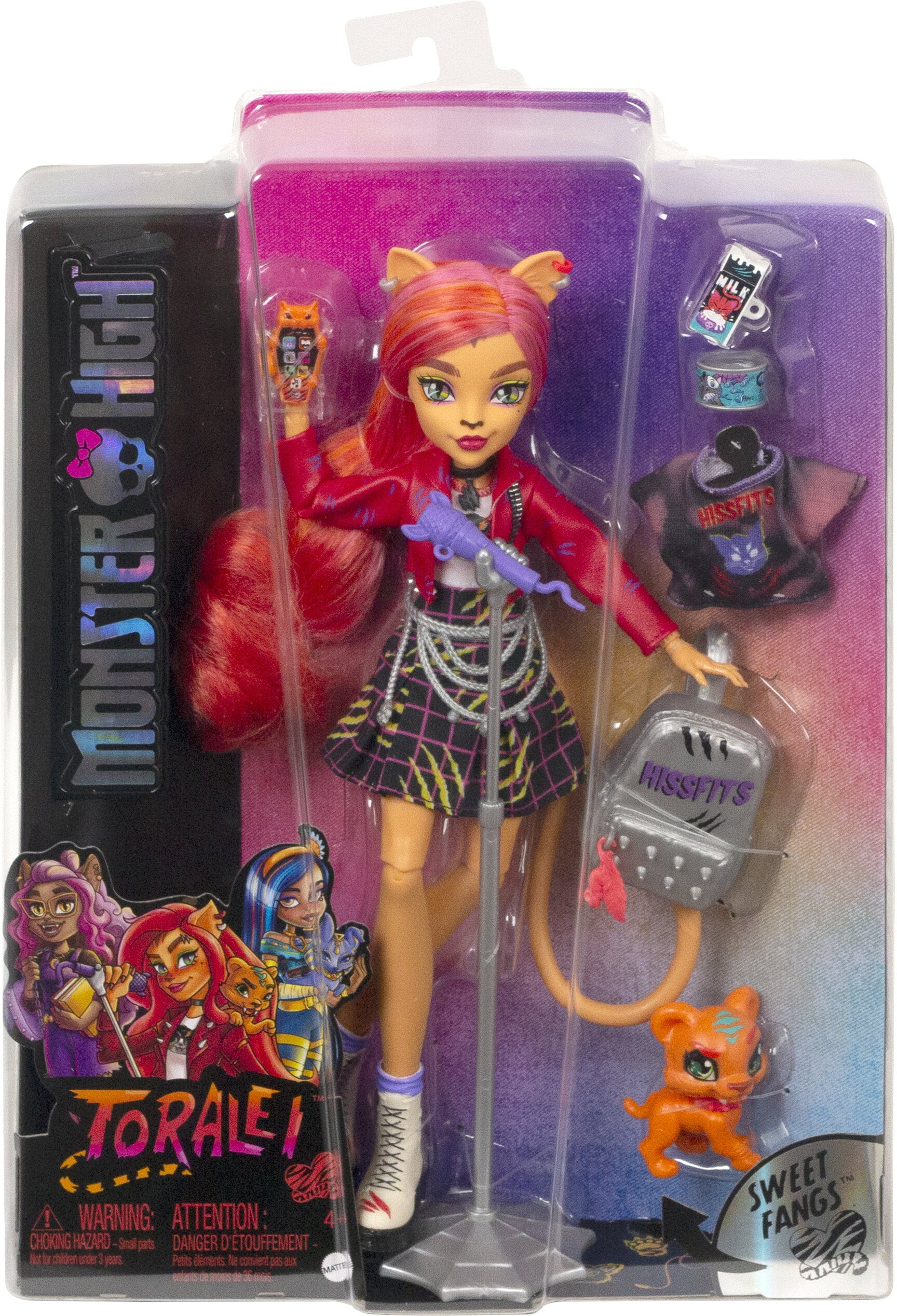 Monster High Toralei Stripe Fashion Doll with Red & Orange Hair, Accessories & Pet Saber-Tooth Tiger