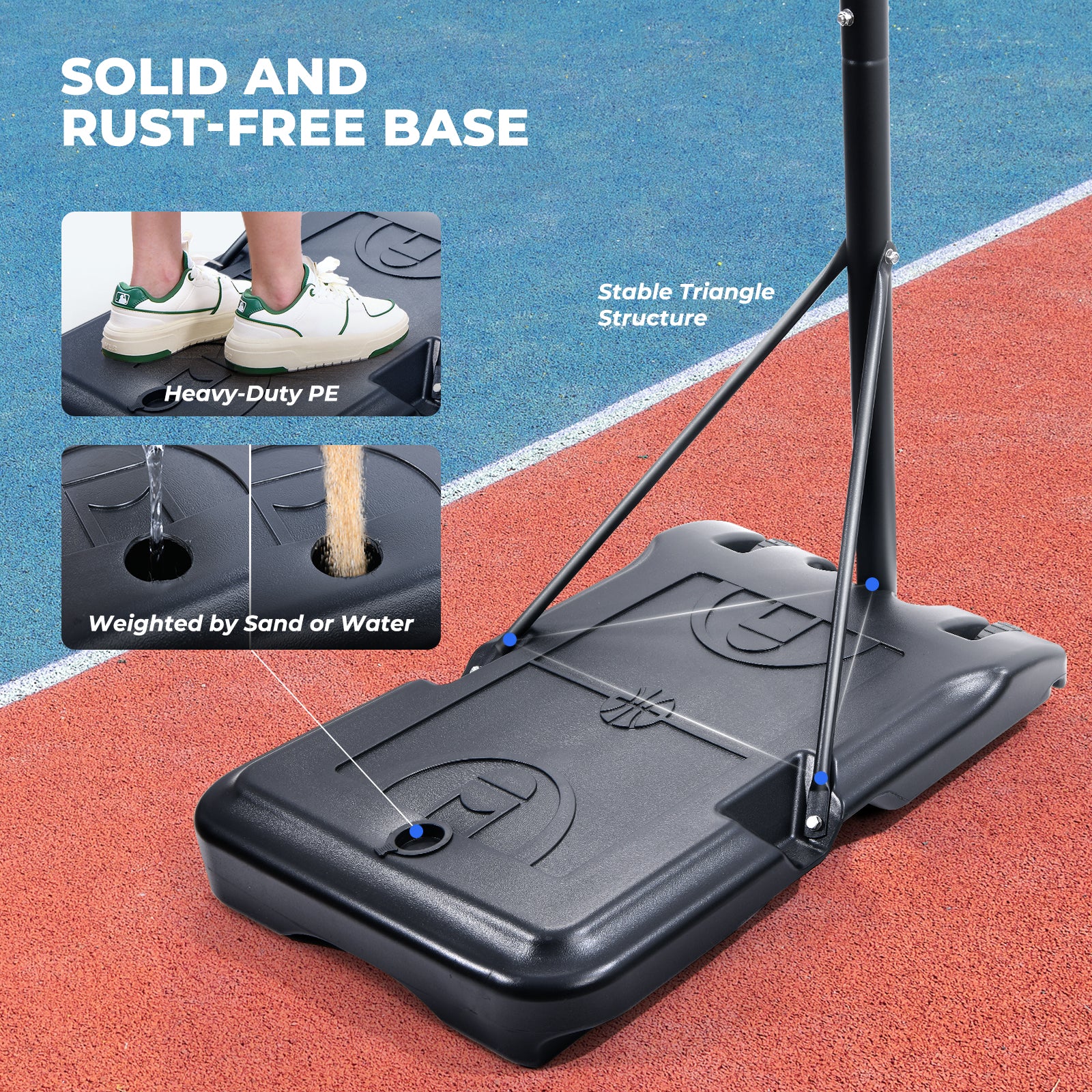 Oxygie Basketball Hoop， Outdoor Basketball Hoop Adjustable Height 47 in to 59 in Indoor/ Outdoor Basketball Hoop with 2 Balls and Pump (Black)