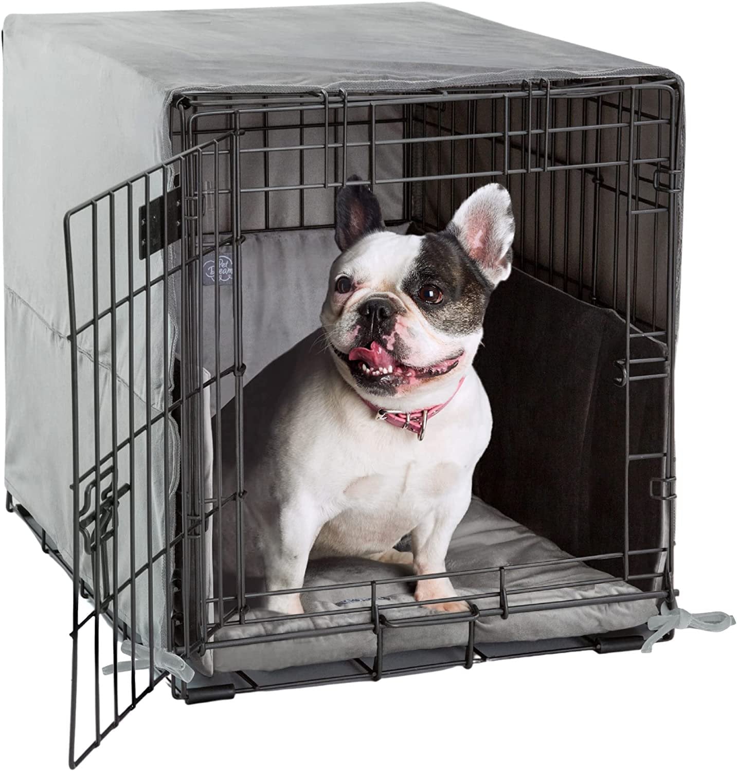 Pet Dreams 3 Piece Set - Non Toxic Dog Bedding for Dog Crate! Washable Dog Crate Cover， Dog Crate Mat and Dog Crate Bumper for Single Door Wire Dog Kennel， Good for Car Travel， Graphite Grey， X...