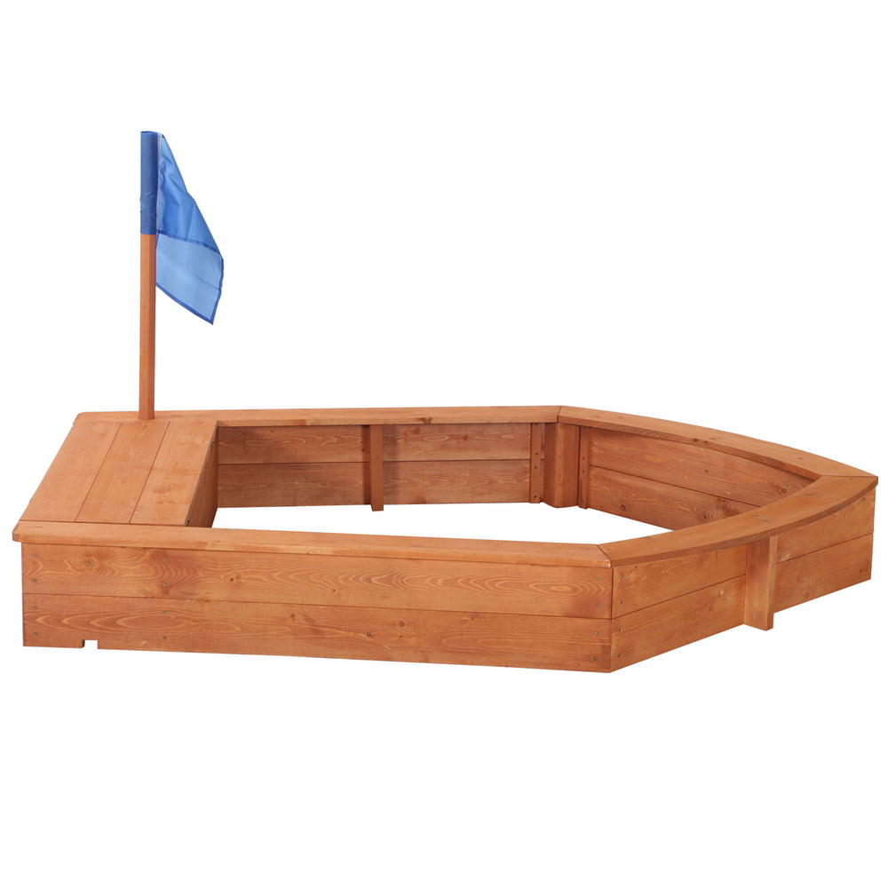 OWSOO Wooden Sandboat Backyard Sandboxes