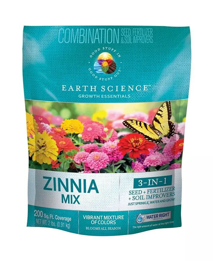 Earth Science Grown Essentials Zinnia Mix， 3-in-1 Formula - 2 bag
