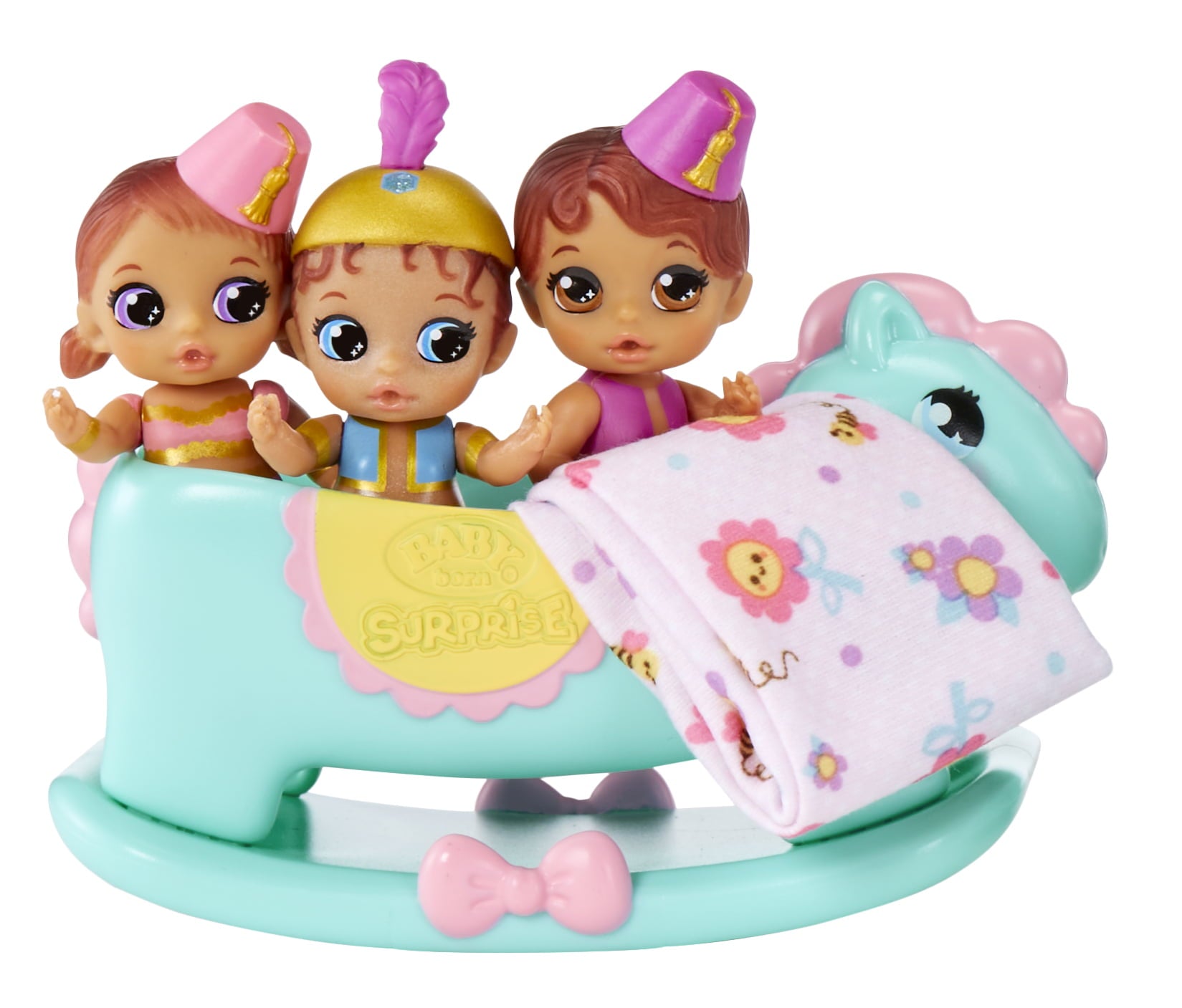 BABY born® Surprise Mini Babies 2.25" – Unwrap Surprise Twins or Triplets Collectible Baby Dolls with Soft Swaddle, Blanket, Rocking Horse, Age 3+