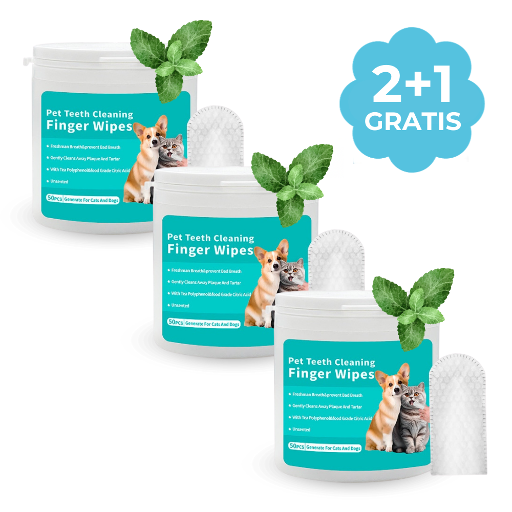 Dog Dental Wipes | Finger Tooth Cleaning Wipes for Dogs – Removes Plaque & Freshens Breath