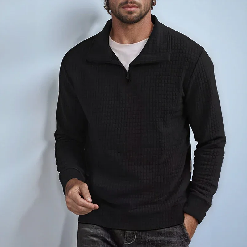 Blusa Masculina Carter™ em Tecido Texturizado com Zíper Parcial / Elegância Casual com Conforto Premium!