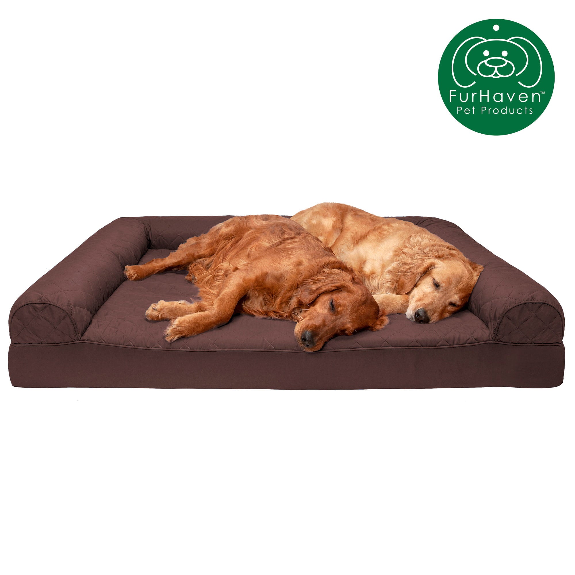 FurHaven | Orthopedic Quilted Sofa Pet Bed for Dogs and Cats， Coffee， Jumbo