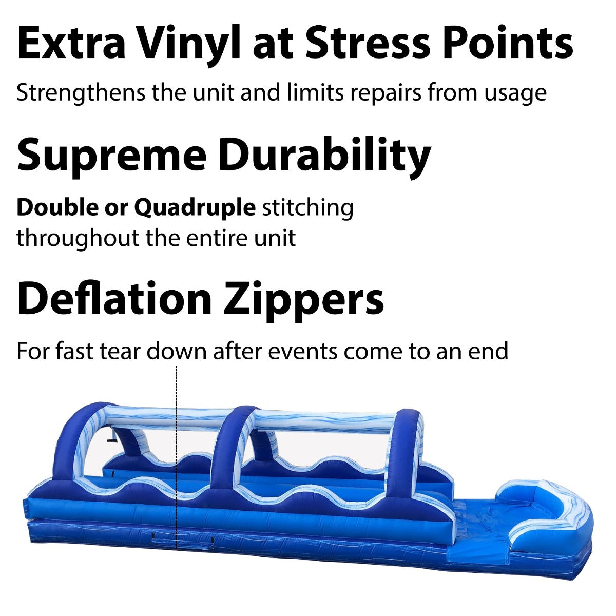 TentandTable Commercial Inflatable Slip n Slide, Blue Marble Double Lane with Blower, 35'