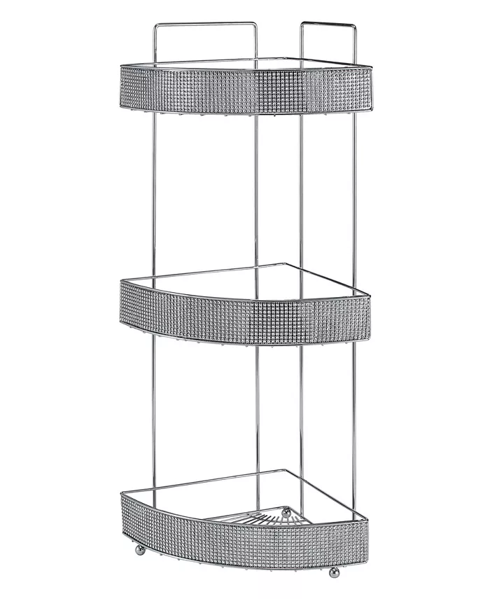 Bath Bliss 3 Tier Corner Bath Shelf in Pave Diamond Design