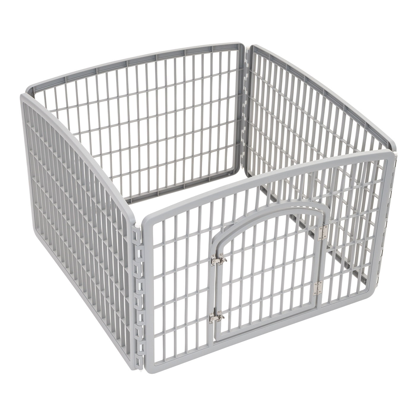 IRIS USA， 24'' 4 Panel Plastic Exercise Pet Playpen with Door， Gray