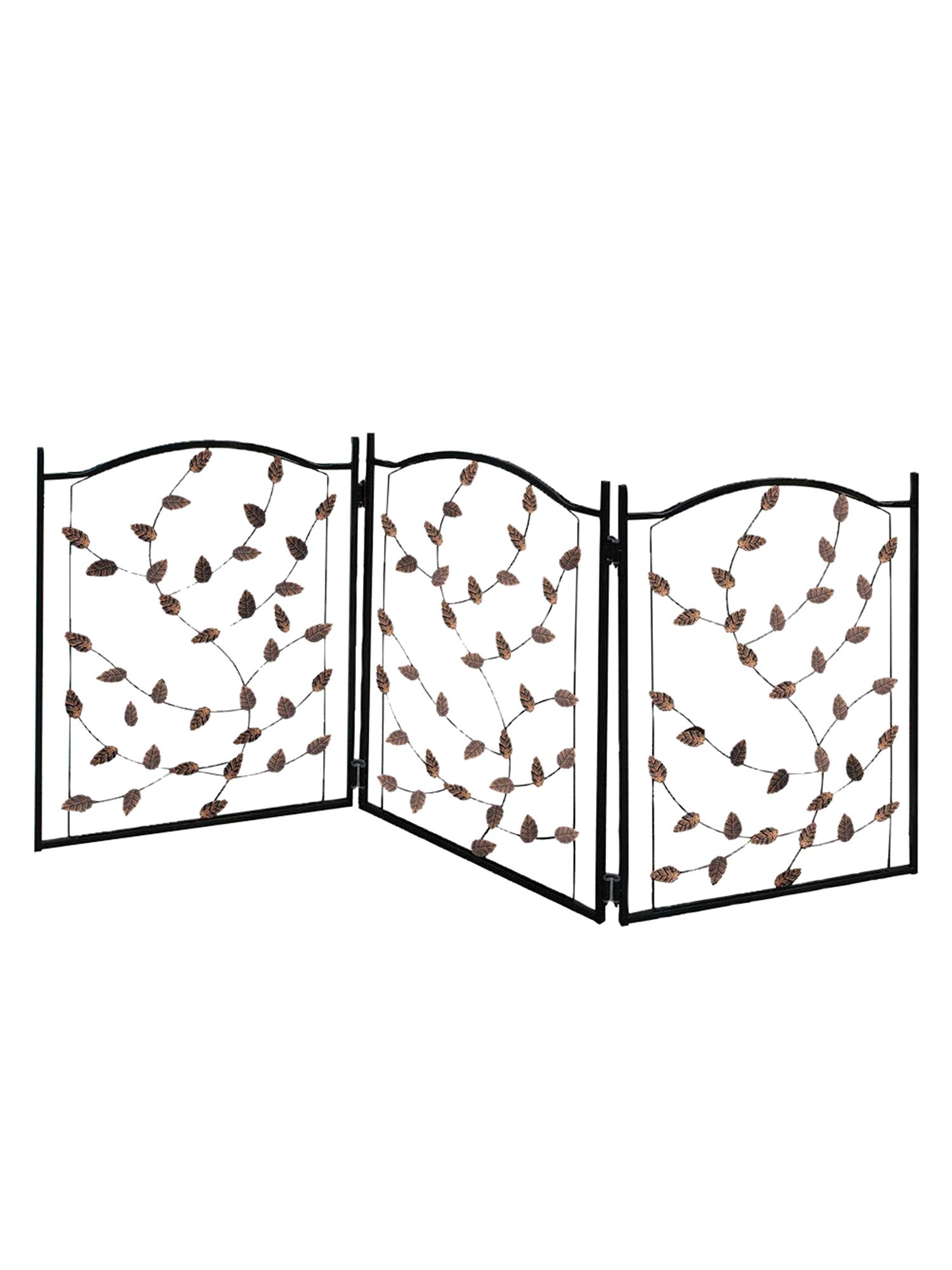 ETNA Products 3-Panel Free-Standing Folding Pet Gate with Metal Leaf Design， 23.5