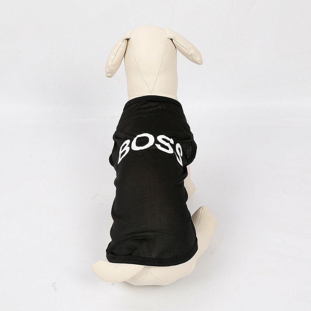 Cute BOSS Logo t-Shirt Black and White BOSS Design Shirt FOR SMALL DOGS Small Dog Sweater (XS)