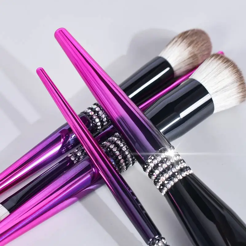 12PCS Diamond Gradient Fuchsia Soft Hair Makeup Brushes Sets
