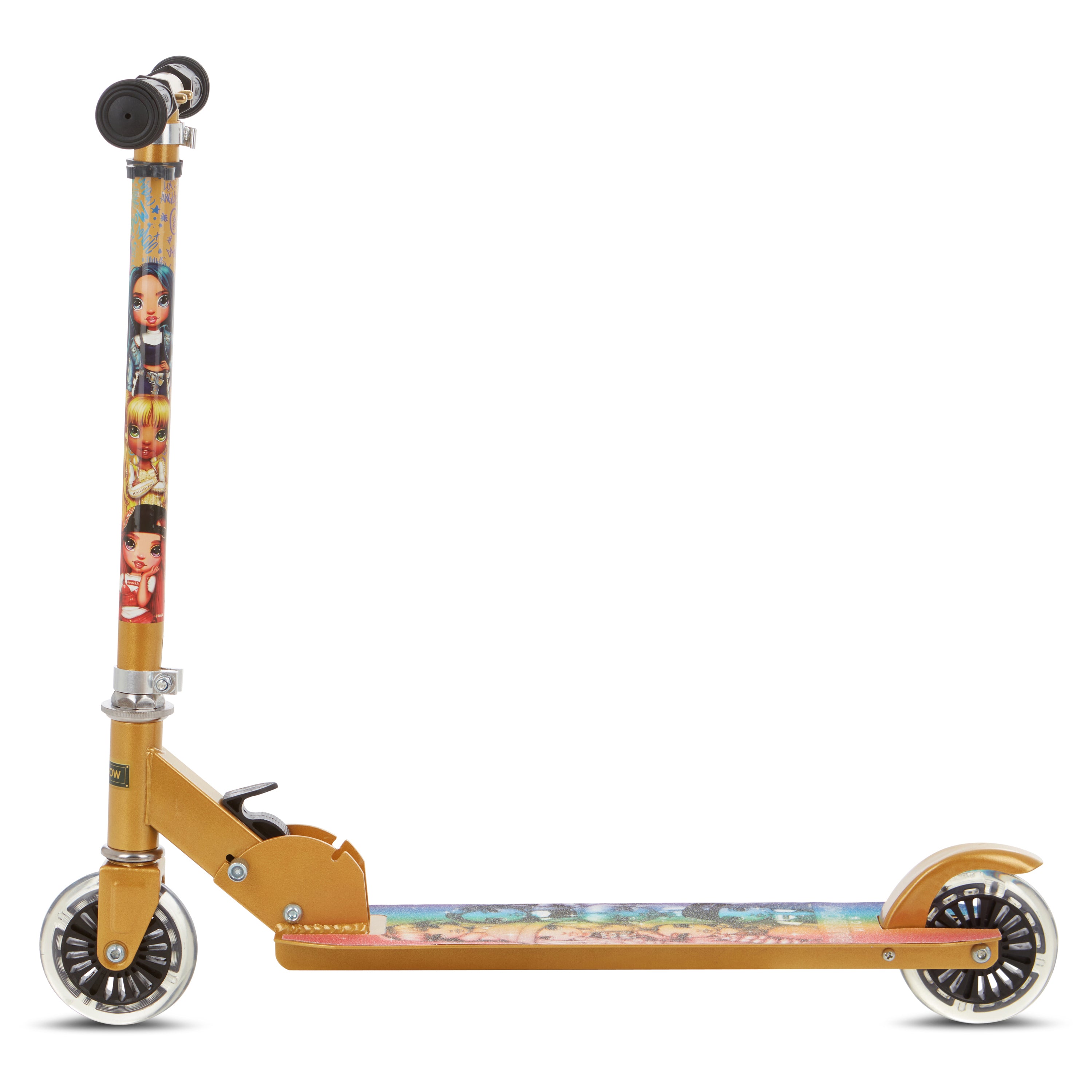 Rainbow High Licensed 2 Wheel Scooter with Light-Up Wheels and Rear Break for Kids