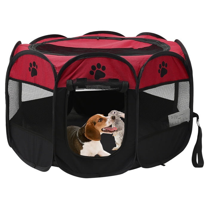 ODOMY Portable Foldable Pet Tent Playpen Fence Puppy Pen Soft Kennel Cat Cage Safe Guard Indoor Outdoor