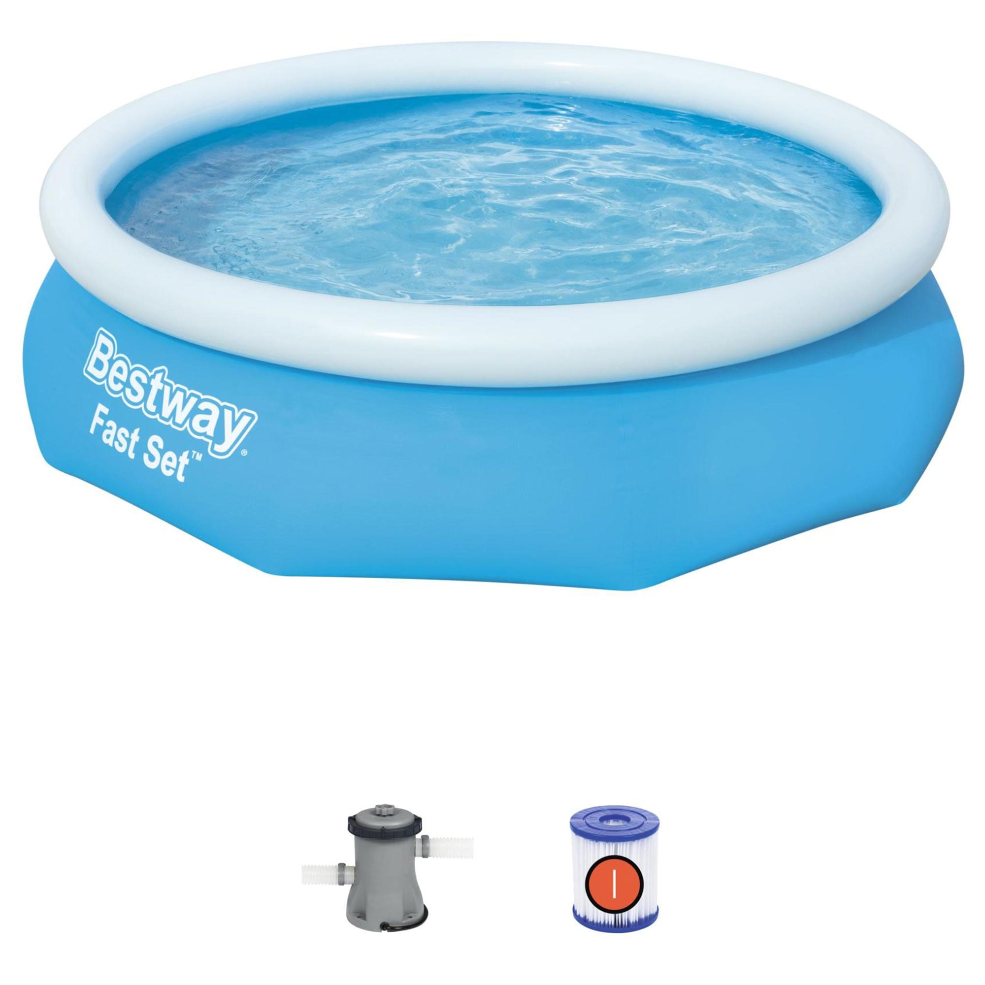 Bestway Fast Set Swimming Pool Set with 330 GPH Filter Pump， 10' x 30