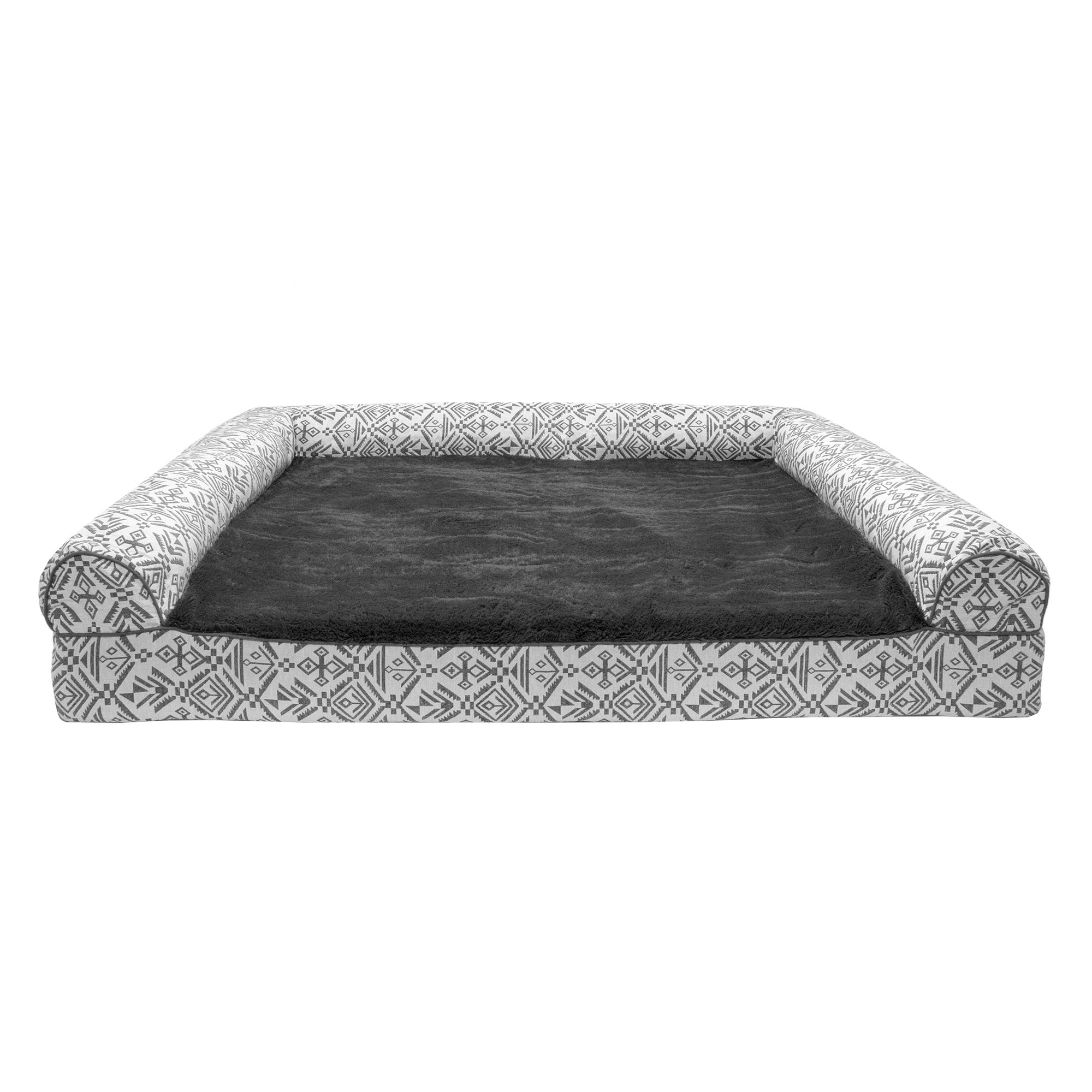 FurHaven | Orthopedic Southwest Kilim Sofa Pet Bed for Dogs and Cats， Boulder Gray， Jumbo Plus