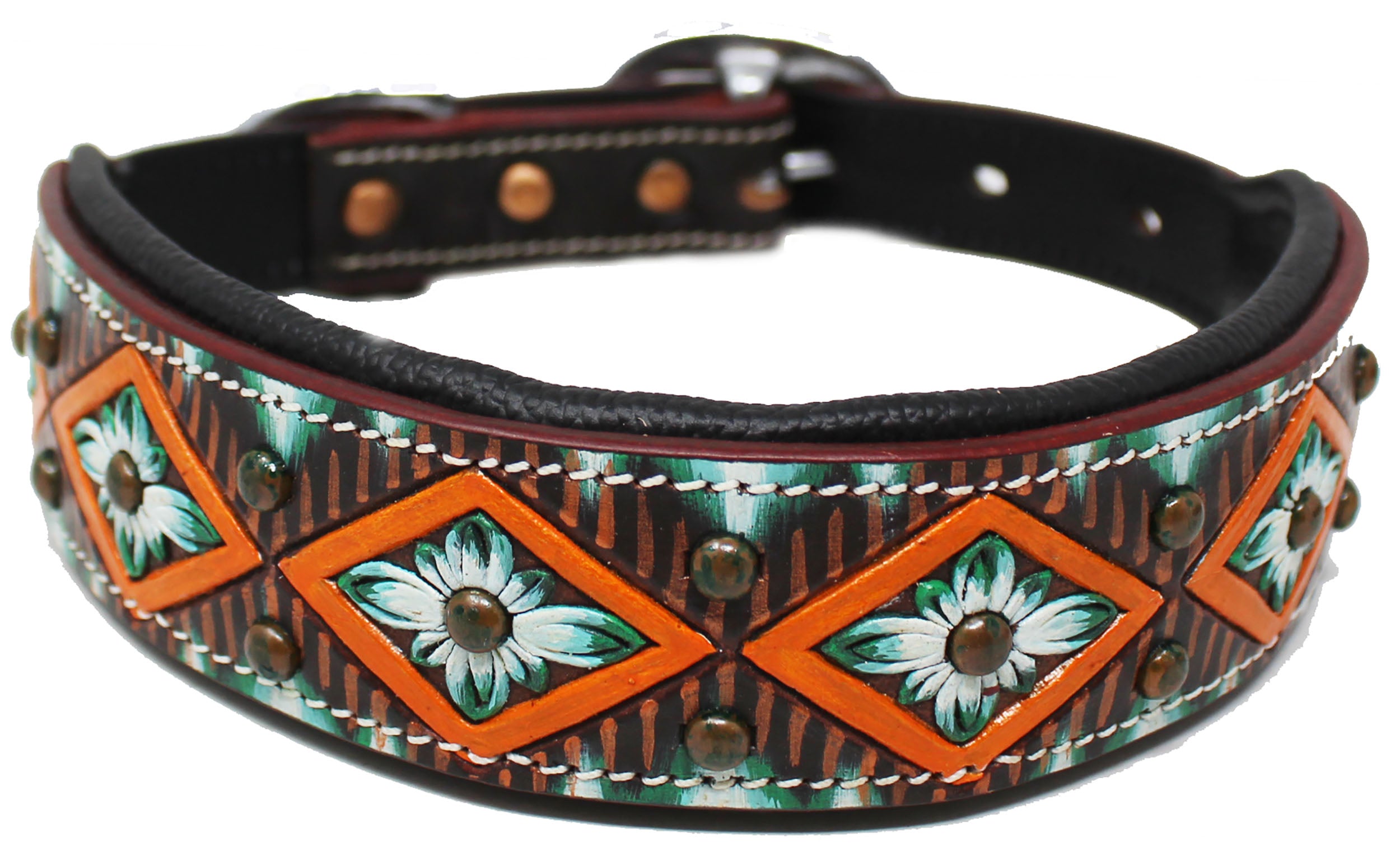 Small 13''- 17'' Rhinestone Dog Puppy Collar Crystal Cow Leather Western 6035OR