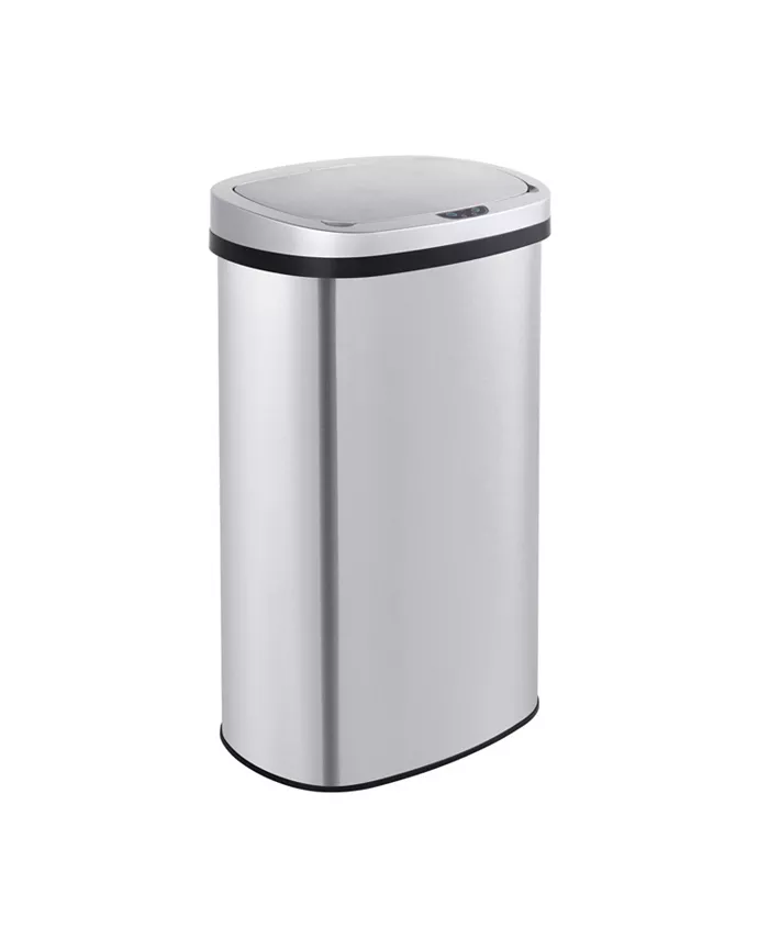 Mega Casa 15.85 Gal. 60 Liter Stainless Steel Oval Motion Sensor Trash Can for Kitchen