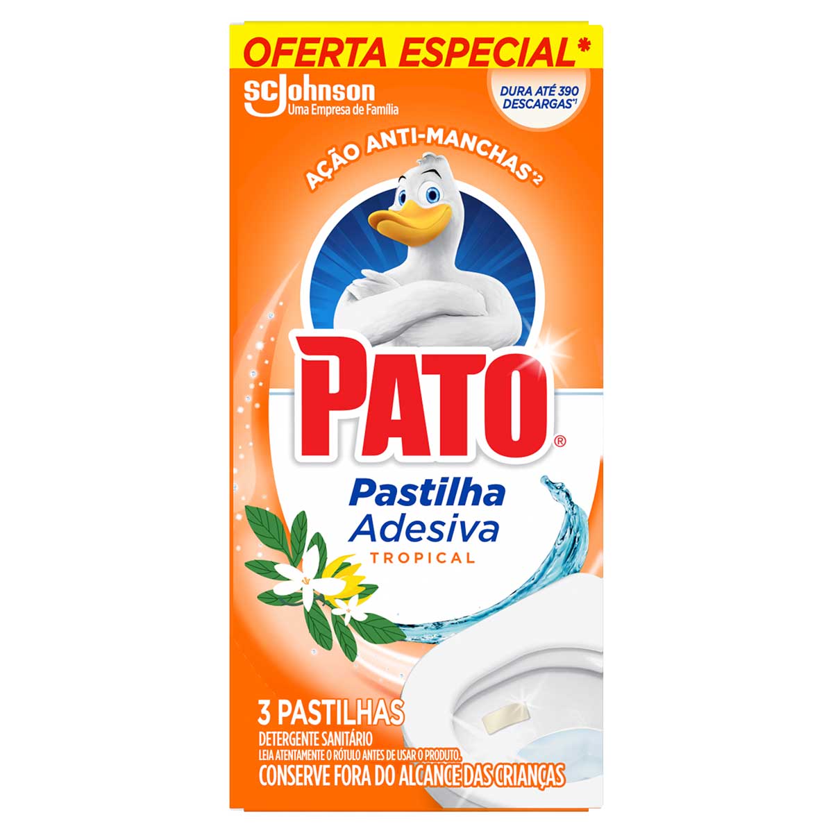 Detergente Sanitario Pastilha Adesiva Tropical Pato 3 Unidades