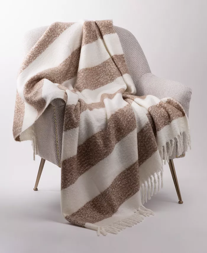 Glitzhome Colorblocked Jacquard Fringed Throw， 50