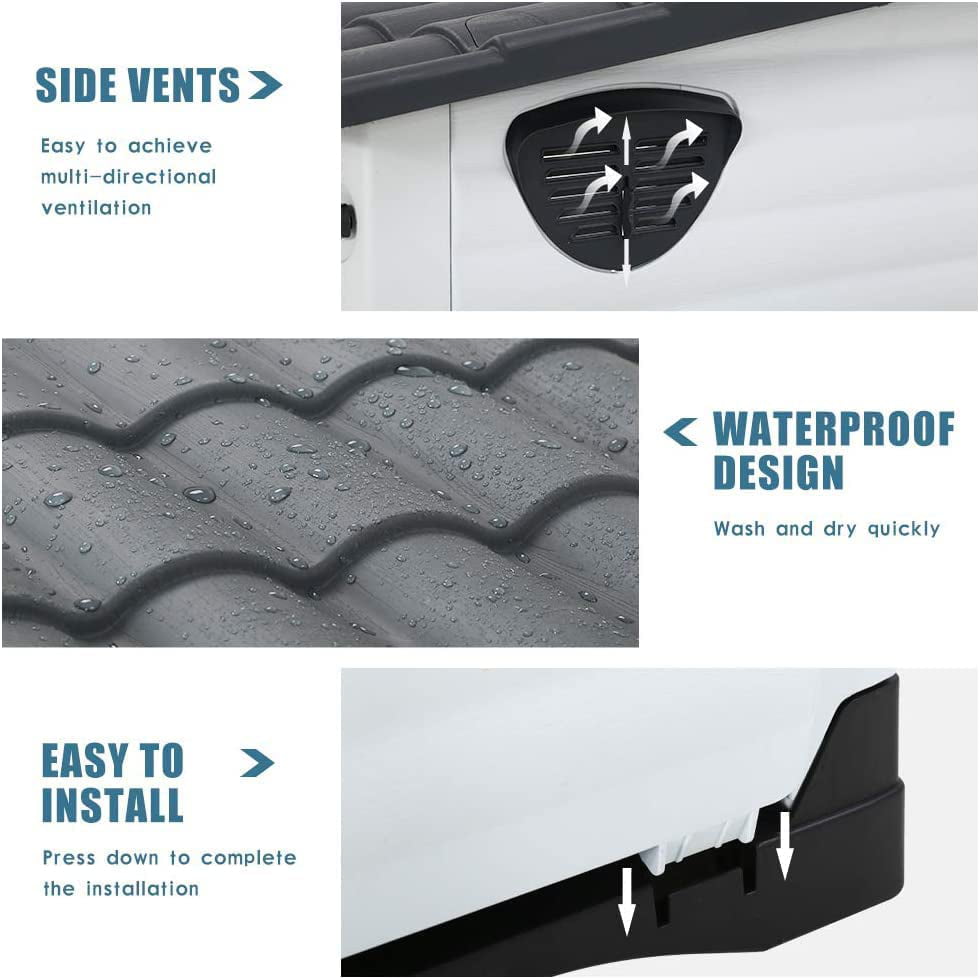 Outdoor Indoor Dog House， Plastic Dog Houses Big Dog House With Base Support For Small Medium Large Dogs 26 Inch High Pet Kennel Shelter with Air Vents Elevated Floor Water Resistant