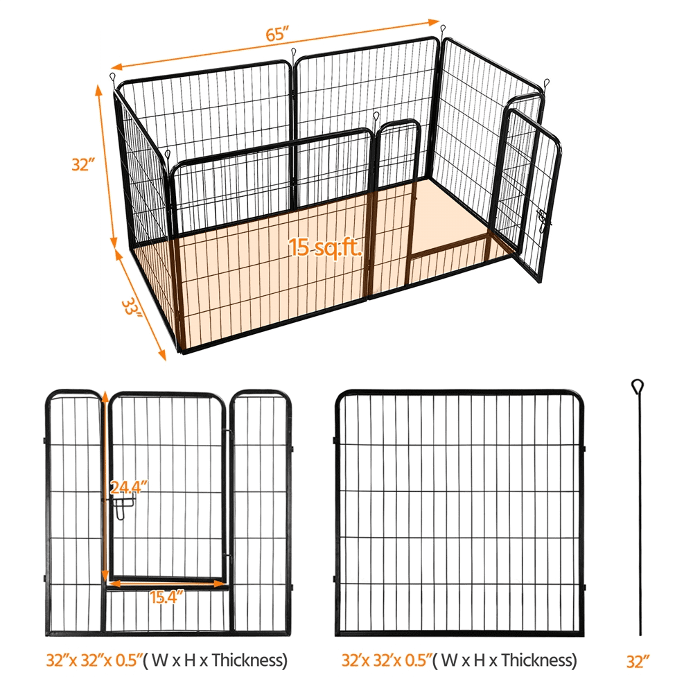 Easyfashion Heavy Duty 6 Panel Pet Playpen，Black