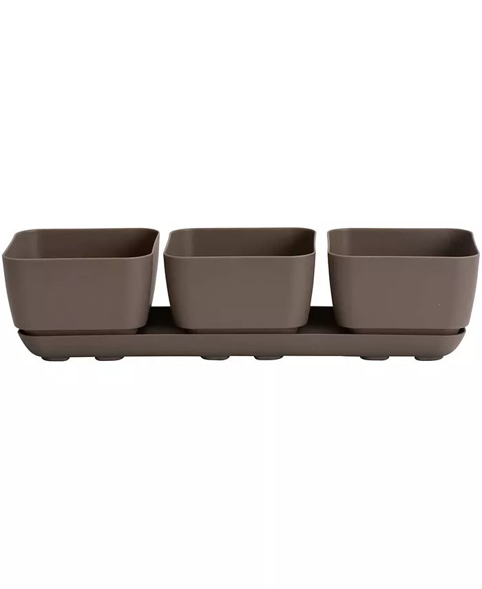 Novelty 10013 Herb Succulent Trio Planter Flower Pot， Taupe， 12