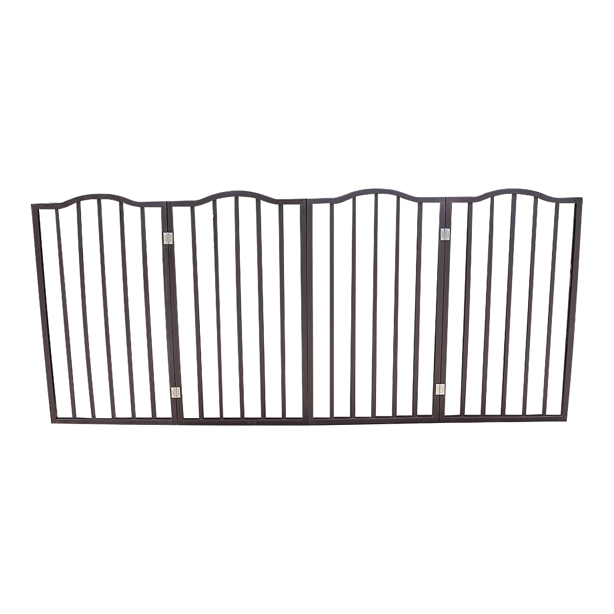 Indoor/Outdoor Classic Style Wood 4 Section Pet Gate， Extra Wide and Tall Pet Dog Safety Enclosure Dog Fences， Foldable Pet Gate Dog Gate for House， Doorway， Stairs - Dark Brown
