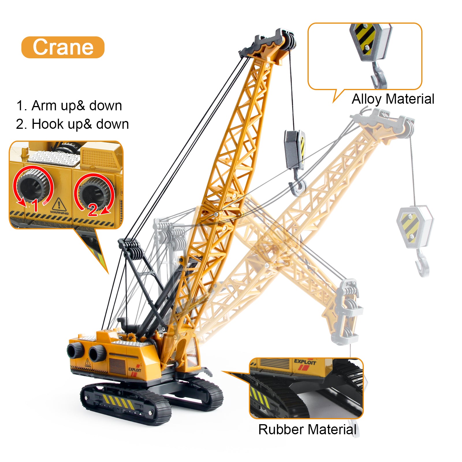 1:55 Diecast Construction Crane Truck Toy Alloy Engineering Vehicle Model for Kids