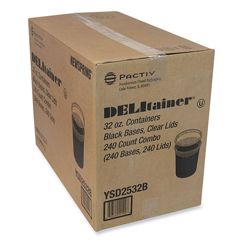 Pactiv Newspring DELItainer Microwavable Container | 32 oz， 4.55 x 4.55 x 5.55， Black