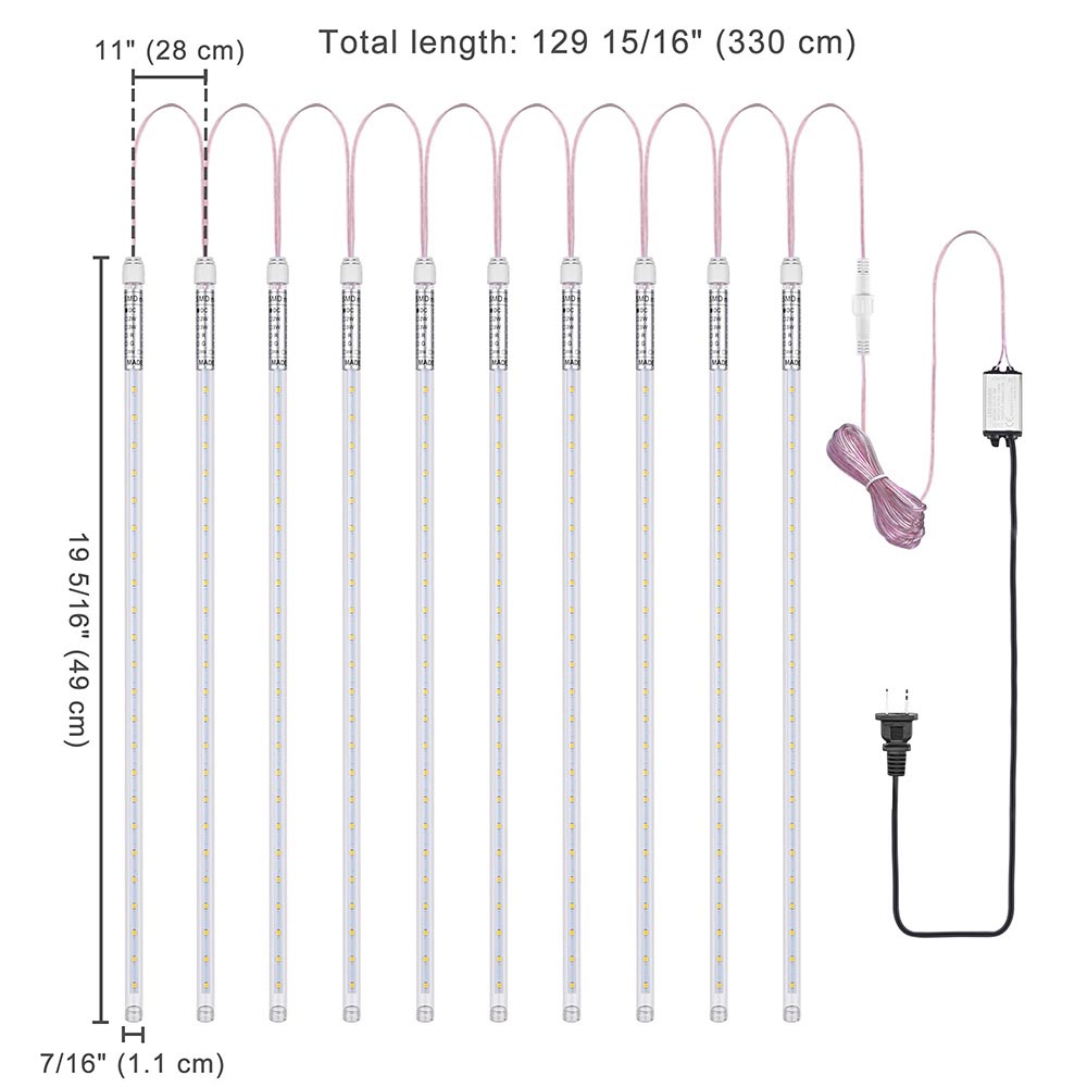 Yescom Christmas Lights Meteor Shower Lights Warm White 10Tubes 19