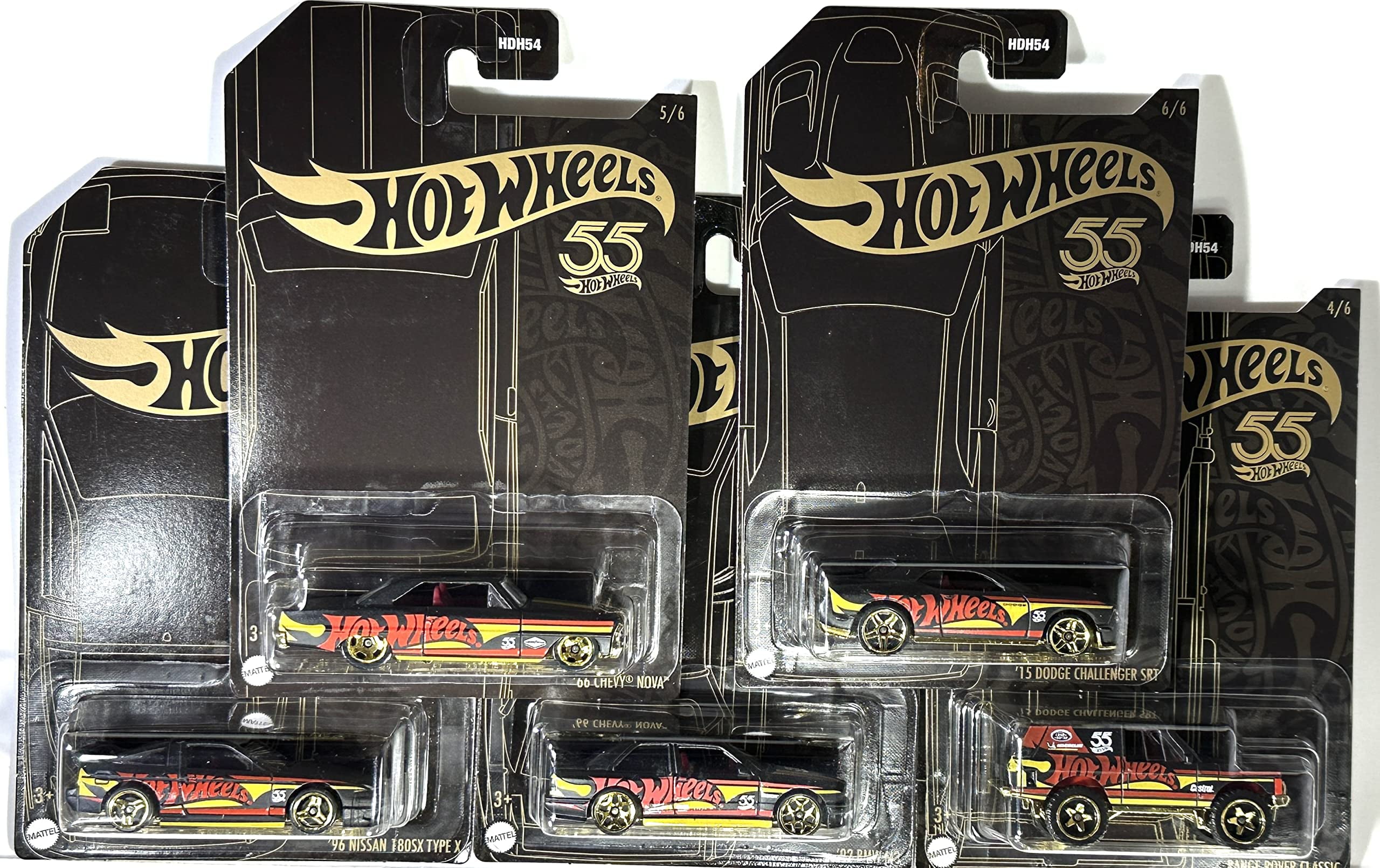 2023 Hot Wheels 55th Anniversary Pearl and Chrome Series Set of 5 Diecast Vehicles HDH54-956C