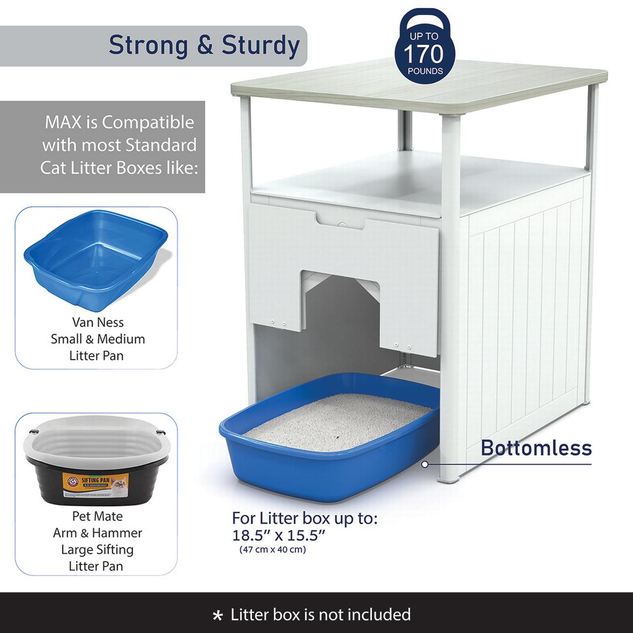 Palram Pets Max Tall Cat Litter Box Nightstand Enclosure White