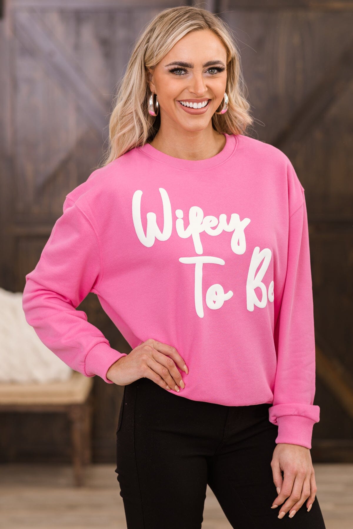 Pink Wifey To Be Graphic Sweatshirt