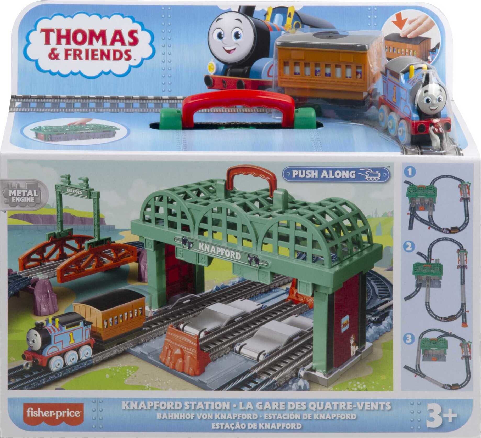 Thomas and Friends Knapford Station Track and Diecast Train Set， 2-in-1 Playset and Storage Case