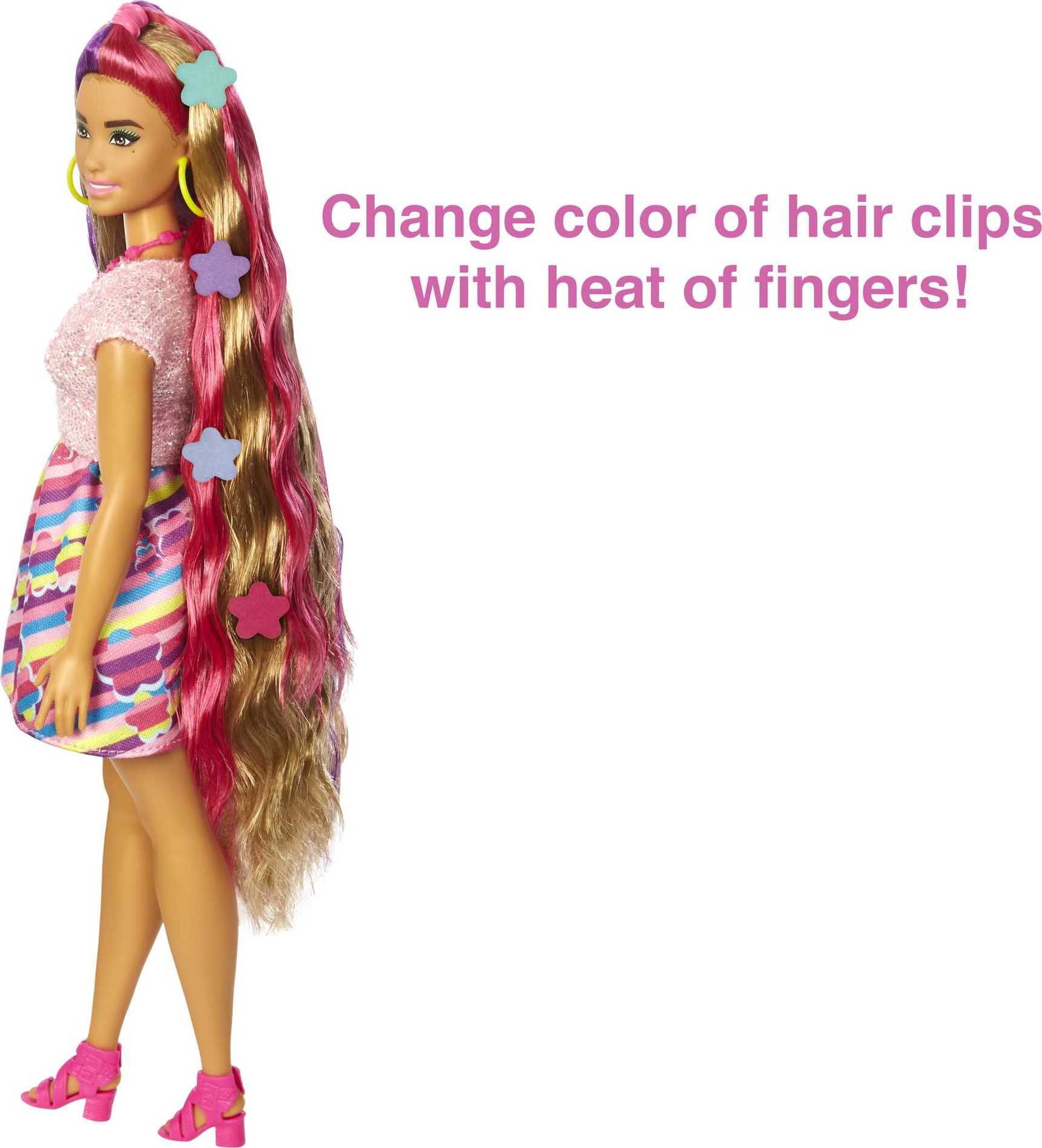 Barbie Totally Hair Fashion Doll with Flower Theme, Extra-Long Hair & 15 Styling Accessories