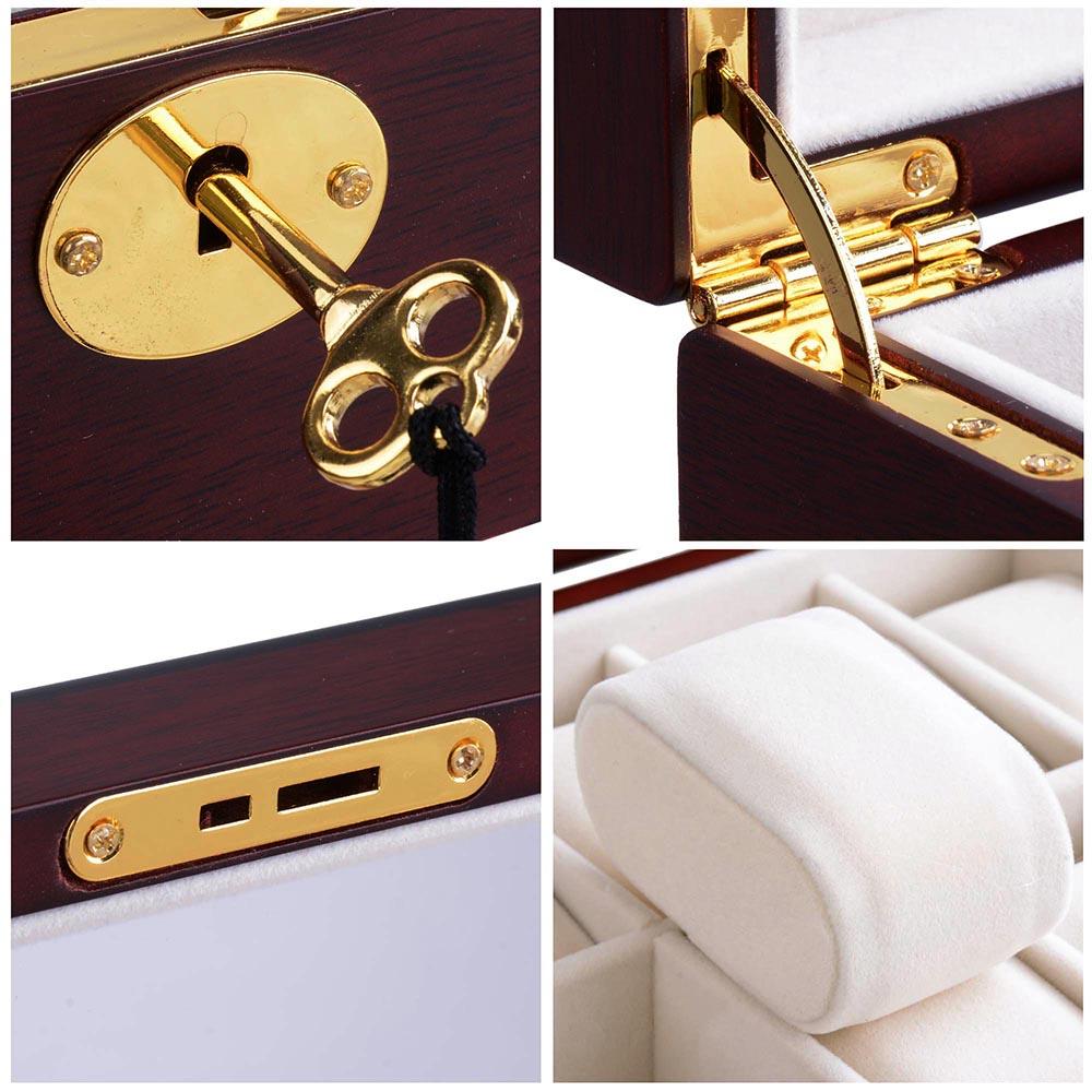 24-Slot Walnut Matte Finish Wood Watch Display Case