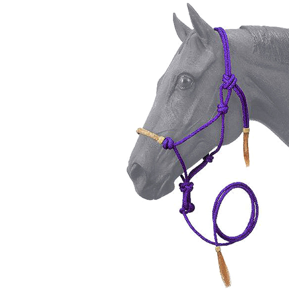 10-0 Purple Tough-1 Horse Size Rawhide Noseband Poly Nylon Rope Halter W/ Lead